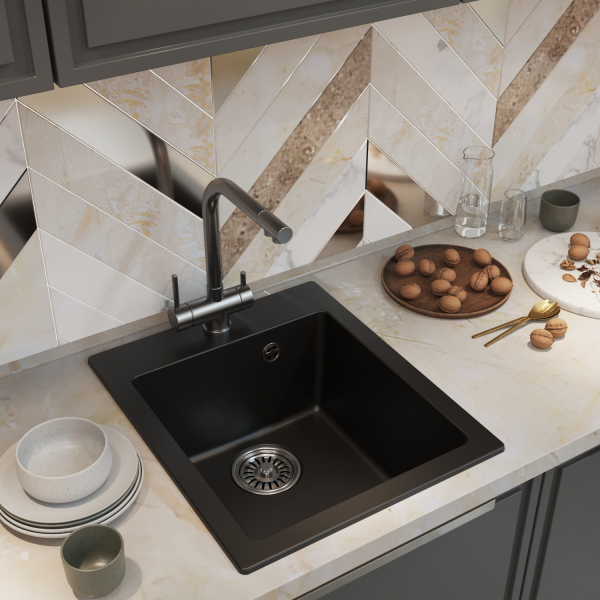 Мойка ML-GM14 ультра-черная (344), 420*500*190мм