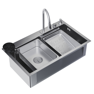 Мойка настол.монтаж 75х46 (3,0) вып 3 1/2  MIXLINE PRO 21,5см с сиф.(сатин)+доз+смесит+кол+д/р+о/с Ника