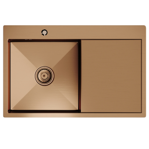 Мойка настол.монтаж 78х50 (3,0) лев. вып 3 1/2  MIXLINE PRO 20см с сифоном (бронза) Ника