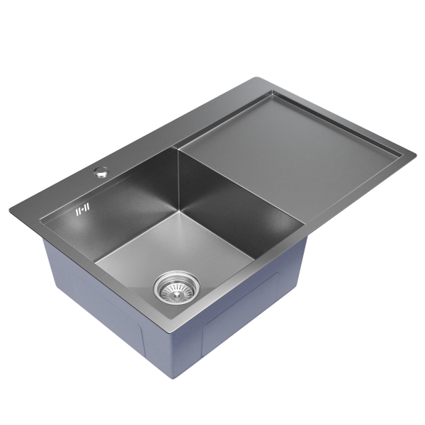 Мойка настол.монтаж 78х50 (3,0) лев. вып 3 1/2  MIXLINE PRO 20см с сифоном (сатин)