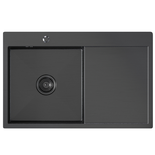 Мойка настол.монтаж 78х50 (3,0) лев. вып 3 1/2  MIXLINE PRO 20см с сифоном (черный графит)