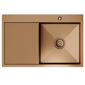 Мойка настол.монтаж 78х50 (3,0) прав. вып 3 1/2  MIXLINE PRO 20см с сифоном (бронза) Ника
