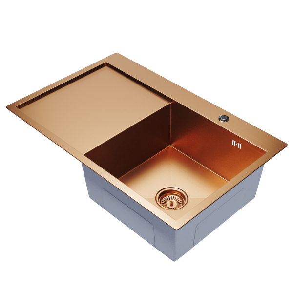 Мойка настол.монтаж 78х50 (3,0) прав. вып 3 1/2  MIXLINE PRO 20см с сифоном (бронза)