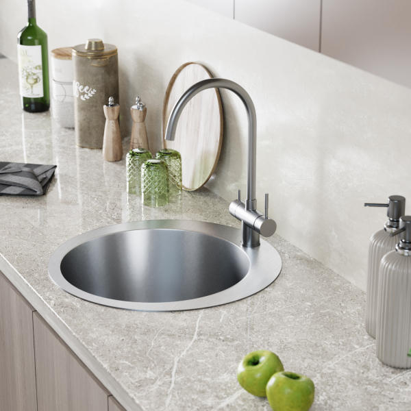 Мойка настол.монтаж D50 (3,0) вып 3 1/2 круглая  MIXLINE PRO 20см с сифоном (сатин)