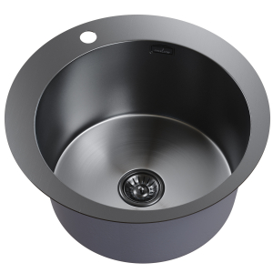 Мойка настол.монтаж D50 (3,0) вып 3 1/2 круглая  MIXLINE PRO 20см с сифоном (черный графит) Ника