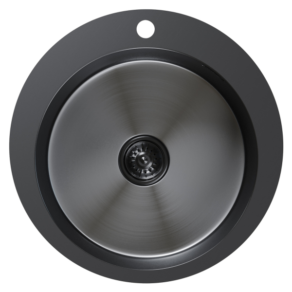 Мойка настол.монтаж D50 (3,0) вып 3 1/2 круглая  MIXLINE PRO 20см с сифоном (черный графит)