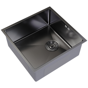 Мойка подст.монтаж 50х50 (3,0) вып 3 1/2  MIXLINE PRO 20см с сифоном (черный графит) Ника