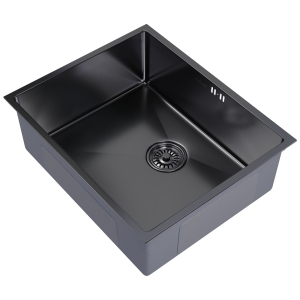 Мойка подст.монтаж 53х43 (3,0) вып 3 1/2  MIXLINE PRO 22см с сифоном (черный графит) Ника