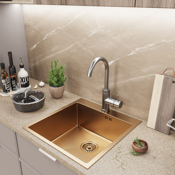 Мойка настол.монтаж 50х50 (3,0) вып 3 1/2  MIXLINE PRO 20см с сифоном (бронза)