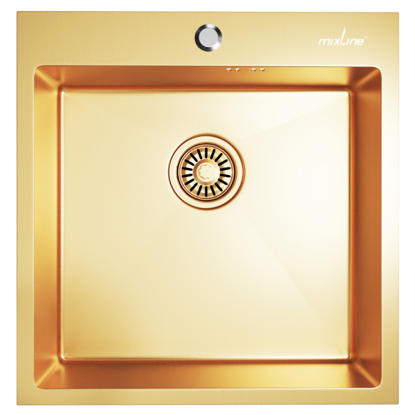 Мойка настол.монтаж 50х50 (3,0) вып 3 1/2  MIXLINE PRO 20см с сифоном (золото)
