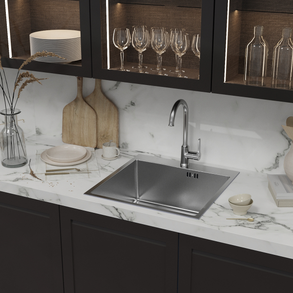 Мойка настол.монтаж 50х50 (3,0) вып 3 1/2  MIXLINE PRO 20см с сифоном (сатин НАНО)