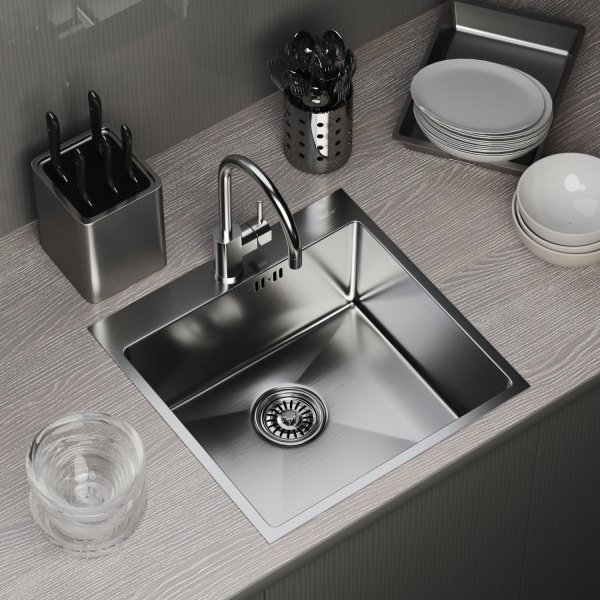 Мойка настол.монтаж 50х50 (3,0) вып 3 1/2  MIXLINE PRO 20см с сифоном (сатин)