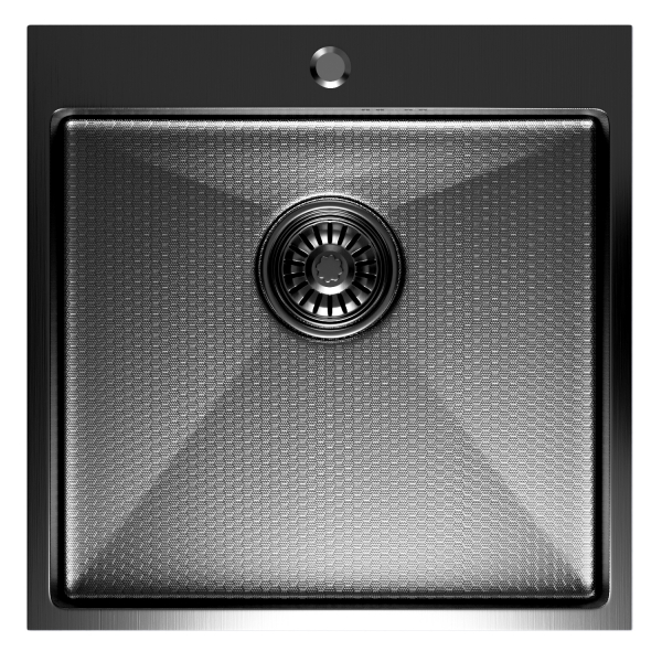 Мойка настол.монтаж 50х50 (3,0) вып 3 1/2  MIXLINE PRO 20см с сифоном (черный графит НАНО)