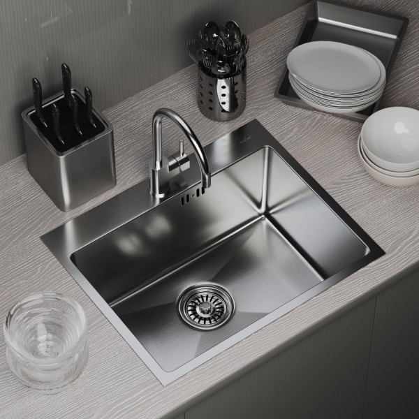 Мойка настол.монтаж 53х43 (3,0) вып 3 1/2  MIXLINE PRO 22см с сифоном (сатин)