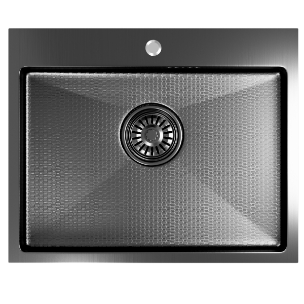 Мойка настол.монтаж 53х43 (3,0) вып 3 1/2  MIXLINE PRO 22см с сифоном (черный графит НАНО)