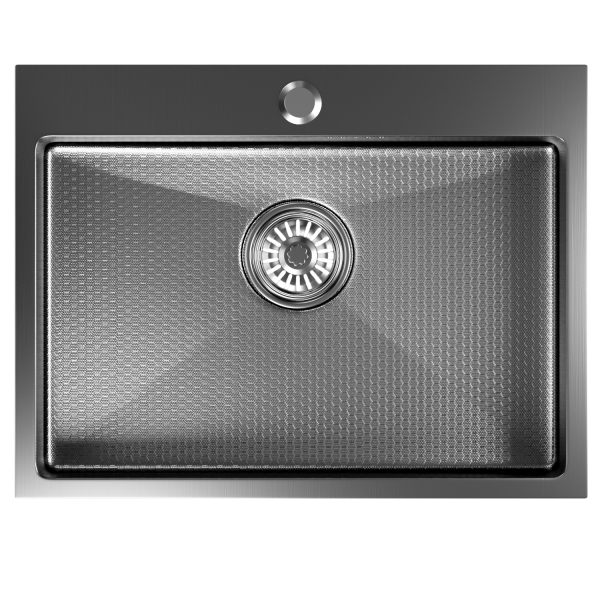 Мойка настол.монтаж 60х45 (3,0) вып 3 1/2  MIXLINE PRO 22см с сифоном (черный графит НАНО)