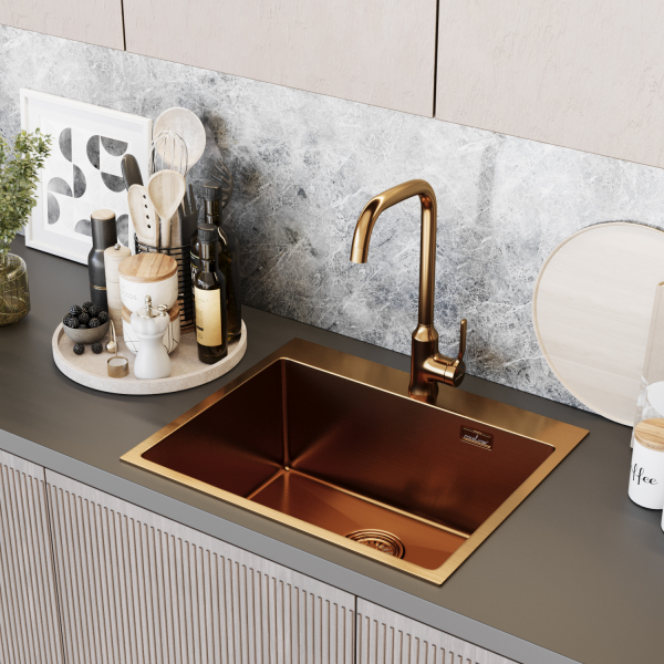 Мойка настол.монтаж 60х50 (3,0) вып 3 1/2  MIXLINE PRO 22см с сифоном (бронза)