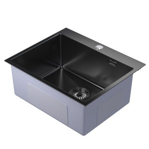 Мойка настол.монтаж 60х50 (3,0) вып 3 1/2  MIXLINE PRO 22см с сифоном (черный графит) Ника