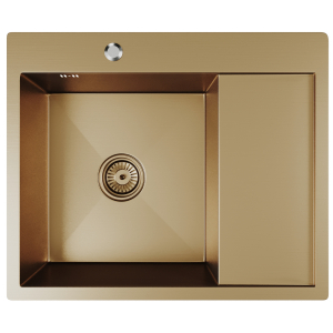 Мойка настол.монтаж 60х50 (3,0) лев. вып 3 1/2  MIXLINE PRO 20см с сифоном (бронза) Ника