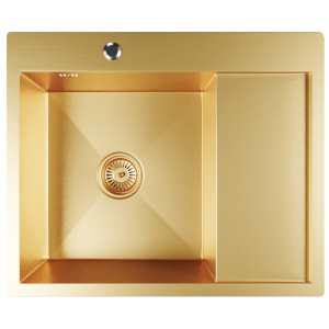 Мойка настол.монтаж 60х50 (3,0) лев. вып 3 1/2  MIXLINE PRO 20см с сифоном (золото) Ника