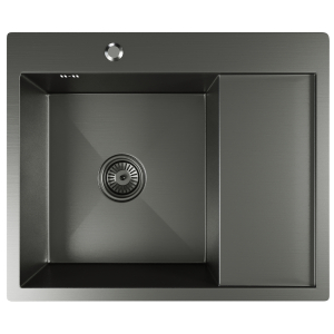 Мойка настол.монтаж 60х50 (3,0) лев. вып 3 1/2  MIXLINE PRO 20см с сифоном (черный графит) Ника