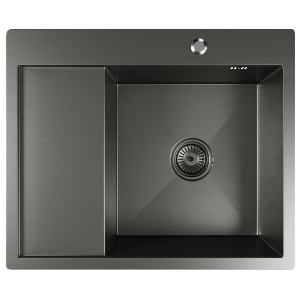 Мойка настол.монтаж 60х50 (3,0) прав. вып 3 1/2  MIXLINE PRO 20см с сифоном (черный графит)