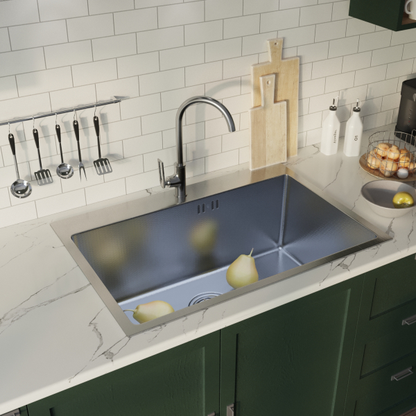 Мойка настол.монтаж 65х45 (3,0) вып 3 1/2  MIXLINE PRO 22см с сифоном (сатин НАНО)