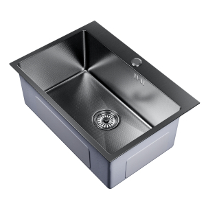 Мойка настол.монтаж 65х45 (3,0) вып 3 1/2  MIXLINE PRO 22см с сифоном (черный графит НАНО) Ника