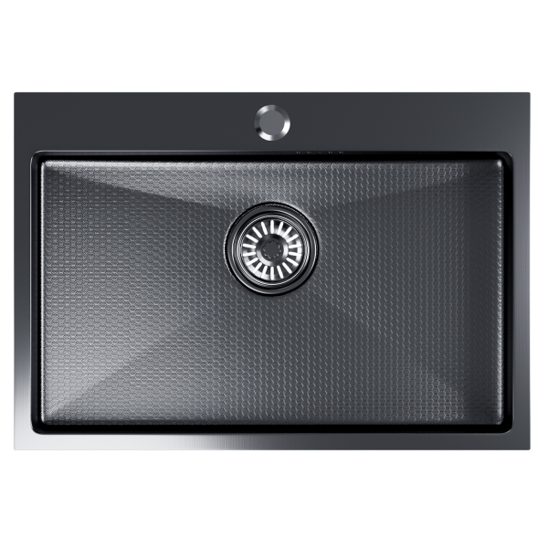 Мойка настол.монтаж 65х45 (3,0) вып 3 1/2  MIXLINE PRO 22см с сифоном (черный графит НАНО)