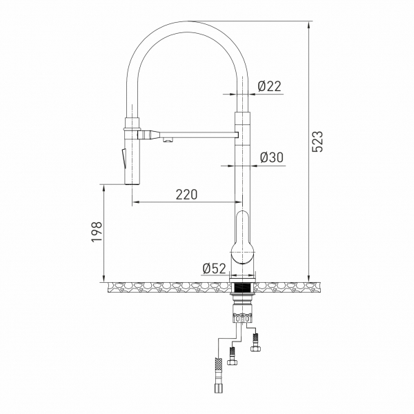 Смеситель для кухни 35k MIXLINE MLSS-0401 ЧЕРНЫЙ гиб. излив магнит, подкл.к фильтру, п/гайку САТИН